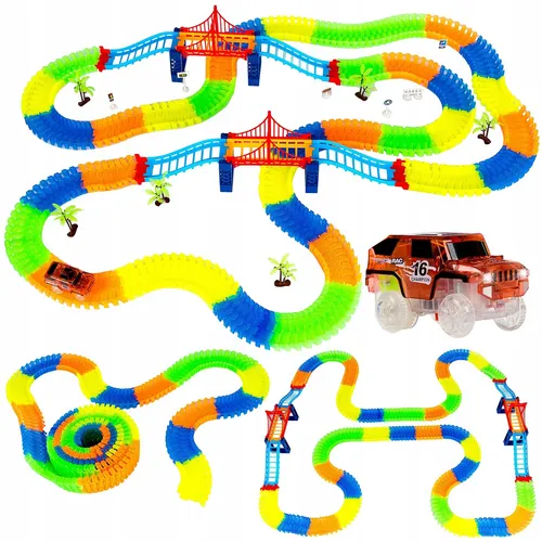 Flexibles Rennstrecken-Set 5m mit LED-Auto - Erlebe leuchtenden Rennbahn-Spaß mit diesem flexiblen 5m Set! Kreativität trifft Bewegung: Kinder gestalten ihre Strecke immer wieder neu. Das LED-Auto sorgt für spannende Fahrten, besonders im Dunkeln. Ideal für unvergessliche Spielnachmittage!