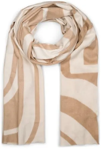 styleBREAKER Damen Schal mit geschwungenem Linienmuster - Braun-Beige - Eleganter Damen Schal mit geschwungenem Linienmuster in Braun-Beige. Aus weichem Material für hohen Tragekomfort. Ideal als wärmender Schal oder stilvolle Stola für jeden Anlass. Mit großzügigen 188 x 71 cm für vielseitige Stylingmöglichkeiten.