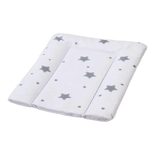 Premium Wickelauflage, erstklassige wasserdichte Wickelunterlage, 70 x 50 cm, pflegeleichte glatte Oberfläche, erhöhter Liegecomfort, einfach zu reinigen, leicht zu tragen, Stars weiß