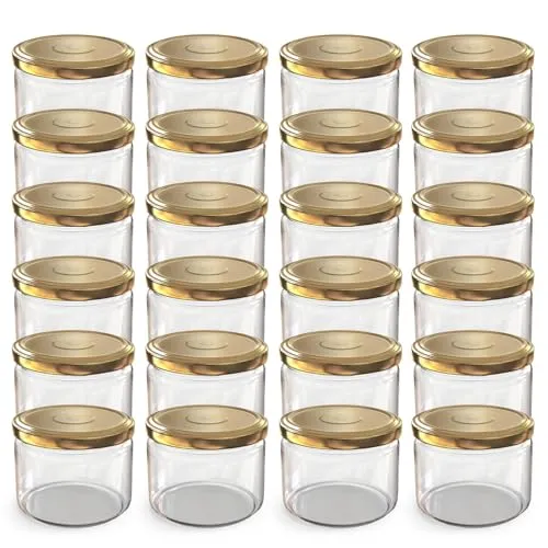 Oputec 24 x 282 ml Einmachgläser mit Schraubdeckel Gold in gold von Oputec