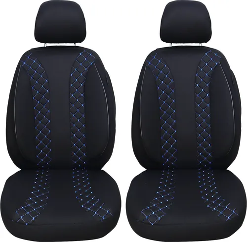 BREMER SITZBEZÜGE für BMW 1er F40 (2019) - 2-tlg. Schonbezüge in Schwarz mit Blauer Naht - Hochwertige 2-tlg. Schonbezüge für BMW 1er F40 (ab 2019), gefertigt aus strapazierfähigem Mikrofaser-Velours. Einfache Montage mit Klettsystem und praktische Taschen für mehr Stauraum.