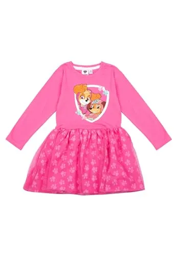 Paw Patrol Kleid für Mädchen - Skye & Everest Kleidchen Mesh Rock Langarm Pink (DE/NL/SE/PL, Numerisch, 86, 92, Regular, Pink)