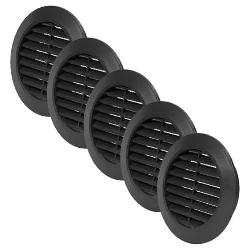 Vent Systems 5 Stück 70 mm Schwarz Luftregister – Lüftungsgitter durch die Tür