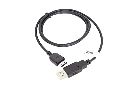 vhbw USB Datenkabel kompatibel mit Samsung SGH-C3510, SGH-C5130, SGH-C5212, SGH-C6620, SGH-C6625, SGH-D780, SGH-D880, SGH-E1070 Handy - schwarz 100cm