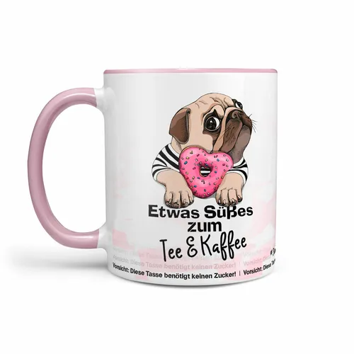 Kaffeetasse Tasse Teetasse Mops Hund Etwas süßes zum Tee & Kaffee ist nicht nöti