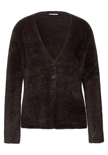 Street One Kuscheliger V-Neck Cardigan deep Roast Brown 42 - Stylische Strickjacke mit V-Ausschnitt, perfekt für kühle Tage. Bequem und vielseitig kombinierbar, ideal für den Alltag!