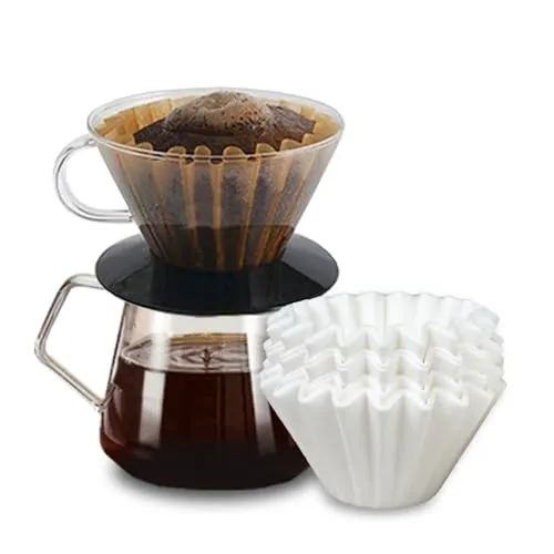 Kaffeefilter für 2–5 Tassen, 100 Stück, Einweg-Korb-Kaffeefilterpapier, kompatibel mit Kalita Wave Pour Over Kaffee-Tropfer 185 Serie, für 2–5 Personen