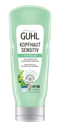 GUHL Kopfhaut Sensitiv Milde Spülung Conditioner 200 ml - Silikonfreie Spülung für sensible Kopfhaut, bietet sanfte Reinigung und geschmeidiges Haar. Mit natürlichen Inhaltsstoffen, allergikerfreundlich und dermatologisch getestet.