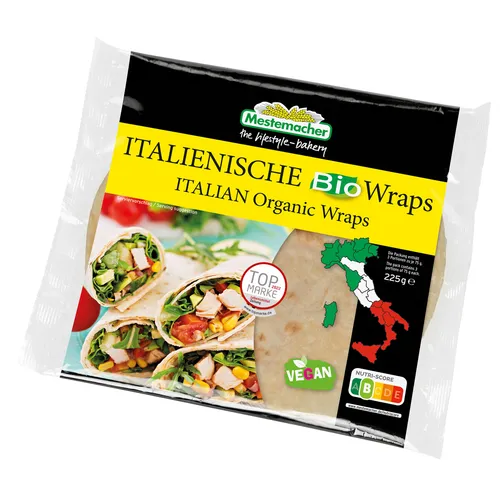 Mestemacher Italienische Bio Wraps Italien Oregano 3 Stück 225g