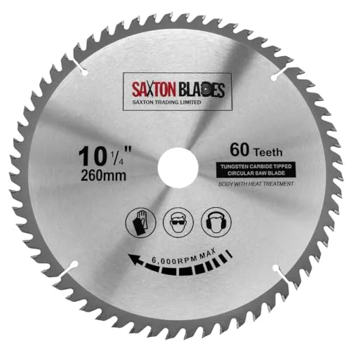 TCT26060T Saxton TCT Kreissägeblatt 260mm x 30mm x 60T Holz Sägeblatt