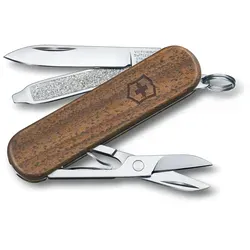 Victorinox Classic SD Wood Taschenmesser - Elegantes Taschenmesser aus europäischem Nussbaumholz mit 5 Funktionen – ideal für den täglichen Gebrauch und höchste Schweizer Qualität.