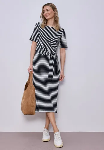Street One Damen Midi-Kleid mit Knotendetail - Stylisches Jerseykleid mit Rundhalsausschnitt und Kurzarm, ideal für lässige Anlässe. Das Knotendetail verleiht dem Kleid eine besondere Note und sorgt für einen eleganten Look.
