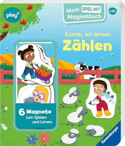 Ravensburger Play+ Mein Spiel mit-Magnetbuch: Komm, wir lernen Zählen, Buch ab 18 Monate