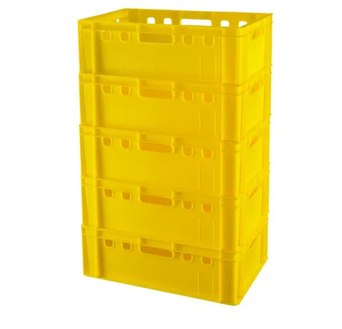 Eurokisten E2 Metzgerkiste Gelb 5 - Stapelbar und leicht zu reinigen - Sonstiges Küchenzubehör mit Handgriffen an allen Seiten, ideal für die Lebensmittelaufbewahrung und leicht zu reinigen.