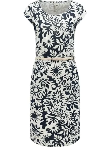Ragwear Damen Sommerkleid Lilithe YOUMODO Blue26 Gr. L - Elegantes Midikleid mit geflochtenem Taillengürtel und asymmetrischem Saum. Aus weichem, elastischem Material für hohen Tragekomfort, ideal für warme Tage. Praktische Seitentaschen und modernes Design machen es zum perfekten Begleiter für den Sommer.