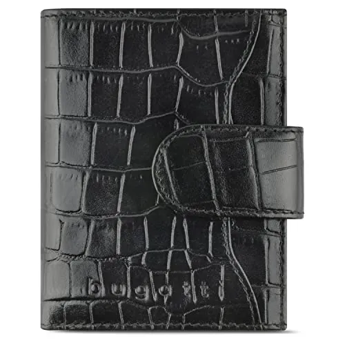 bugatti Secure Smart Slim Wallet - Flaches Leder-Portemonnaie mit RFID Schutz für 8 Karten, handlich und ideal für die vordere Tasche