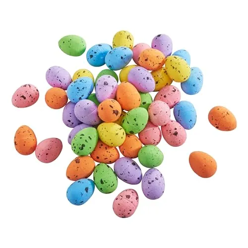 VBS Eier Gesprenkelt Bunt gemixt 50 STK Ostern Dekoration Styropor 1.7 cm Durchmesser 2.5 cm Höhe Ideal für Bastelprojekte
