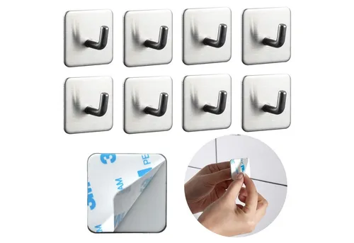 DEKAZIA Klebehaken ohne Bohren, selbstklebende Badhaken, Handtuchhaken, Badezimmer, Küche, WC, Schlafzimmer, (4er oder 8er Set, 8-St), Hacken, Küchenhaken, Handtuchhalter, inkl. 3M Klebepads
