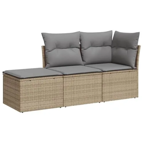 vidaXL 3-tlg. Garten-Sofagarnitur mit Kissen Beige