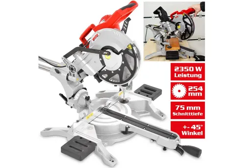 Hecht Zug- und Kappsäge mit Laser, 254 mm Ø Hartmetall-Sägeblatt, 2350W, Absauganschluss, Spänefangsack, Zugfunktion