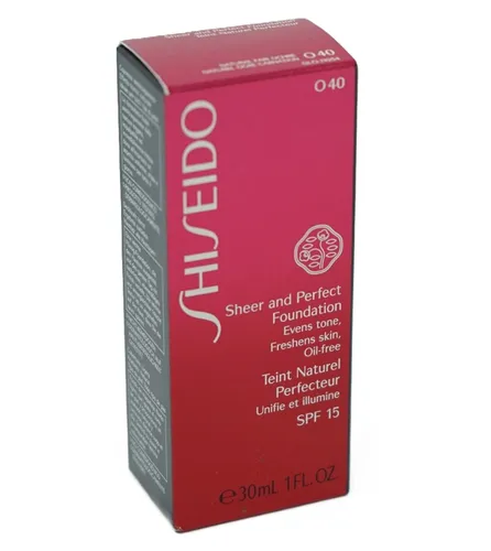 Shiseido SPF15 Sheer and Perfect Foundation O40 Natural Fair Ochre - Leichte Foundation mit SPF15 für einen makellosen Teint. Ideal für den täglichen Gebrauch und sorgt für ein natürliches Finish. Perfekt für alle Hauttypen.