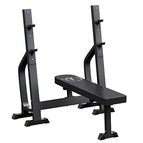 GORILLA SPORTS® Hantelbank - 250 kg belastbar - Standard-Hantelbänke für Krafttraining, ideal für intensives Bankdrücken mit integrierter Ablage und extrem hoher Stabilität für effektives Muskeltraining.