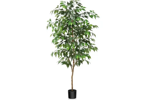 Künstliche Ficus Benjamina Pflanze 150cm mit Naturholzstamm - Dekorative Ficus Benjamina Pflanze für Home, Büro und Balkon. Lebendige Farben und pflegeleicht – bringt Frische in jeden Raum.