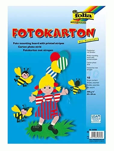 Gestreifte Bastelpappe für Kinder zum Basteln und Gestalten von Karten und Collagen (10 Stück)