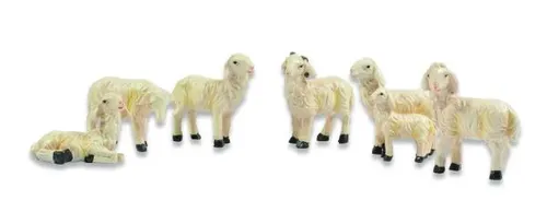 Riffelmacher Krippenzubehör Schafe 2-3 cm 6 Stück Krippenfiguren