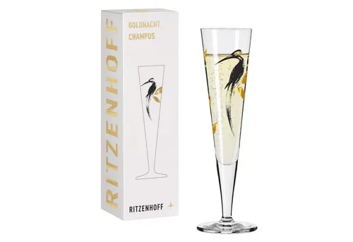 RITZENHOFF Champagnerglas 200 ml - Goldnacht Nr. 21 - Sektkelche mit echtem Gold, perfekt für luxuriöse Momente. Hergestellt in Deutschland, bietet dieses Kristallglas ein elegantes Design und kommt in einer Geschenkverpackung.