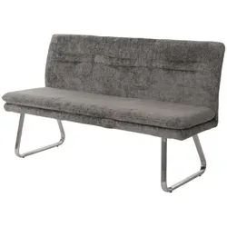 BERLINLODGE Sitzbank 90x160cm – Dunkelgrau mit Lehne aus Chenille und Edelstahl