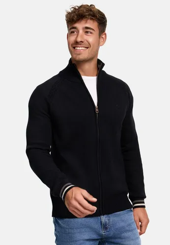 Indicode Herren INArutemia Strickjacke aus Baumwolle - Sportlicher Cardigan mit Stehkragen - Funktionsjacken, kombinierbare Strickjacke aus hochwertiger Baumwolle mit modernem Stehkragen und Reißverschluss für einen lässigen Look.
