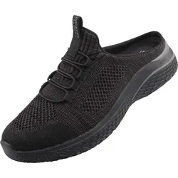 Sportliche Clogs von DOCKERS BY GERLI, Herren Gr. 43, schwarz - Herren-Pantoletten aus meliertem Textil mit Wechselfußbett für optimalen Komfort. Ideal für den Sommer und Freizeitaktivitäten.