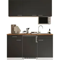 RESPEKTA Luis Pantryküche mit Glaskeramikkochfeld in grau von Respekta