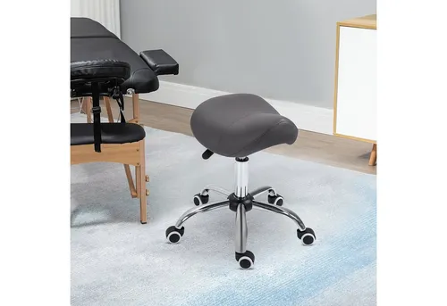 HOMCOM Höhenverstellbarer Salonhocker - Bürostuhl mit drehbarem Design und 5 Rollen für maximale Beweglichkeit, ideal für Kosmetik- und Friseursalons, belastbar bis 120 kg.
