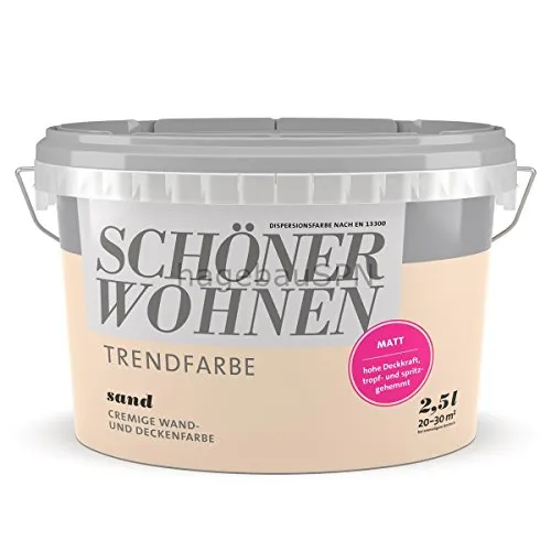 Trendfarben Sand 2,5 l matt Schöner Wohnen - Hochwertige Innenfarbe in Beige, ideal für Beton, Gipsputz und Mauerwerk. Mattes Finish sorgt für eine elegante Optik und angenehme Atmosphäre.
