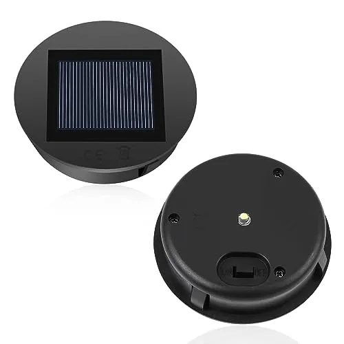 Solarleuchten Ersatz, Diealles Shine 2 Stück LED Warmweiß Licht Solardeckel für Gläser, Wasserdicht Solar Ersatzdeckel 8CM, Solarlampen Ersatzteile für Außen Garten Decor