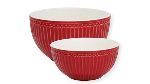 GreenGate - Servierschale, Schale - Alice - Steingut - rot - 11,5 x 20,5 cm / 8,5 x 17,5 cm - 2 er Set