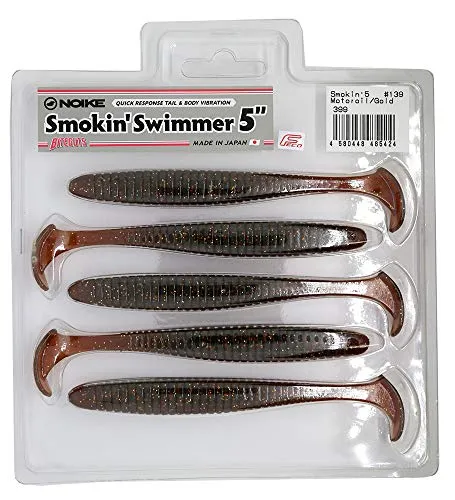 Noike Smokin Swimmer 12,7cm 10g - 5 Gummifische, Noike Farbe:Motoroil Gold UV
