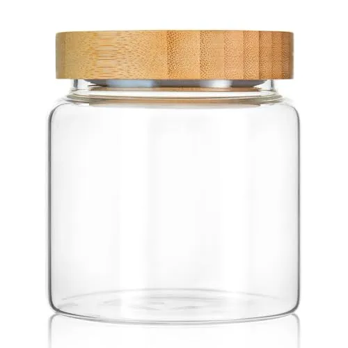 INCETUE 480ML Glas Vorratsgläser mit Deckel, Vorratsdosen mit Luftdicht Bambusdeckel, Deko Küche Glasbehälter für Müsli, Pasta, Nudeln, Mehl, Kaffeebohnen, Overnight Oats - Klein