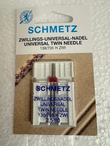 Zwillingsnadel Schmetz Stärke 80 - Nadelabstand 2,5 mm Flachkolben 1