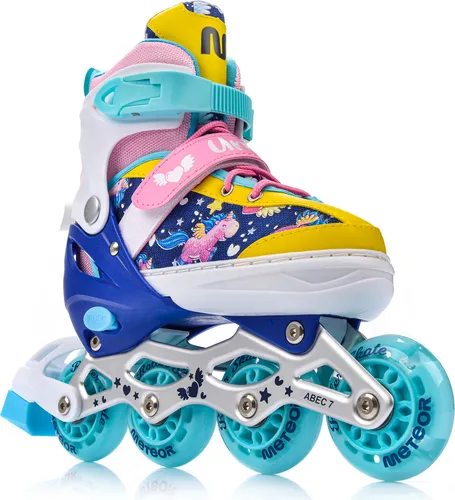 meteor Inlineskates 4in1 Kinder Inliner Rollschuhe Roller Blades Quad Skates Kinder Inlineskates Unicorn L 38-41
