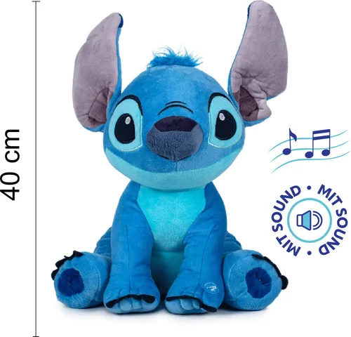 Disney Stitch Plüschbär 40 cm mit Sound - Kuscheltiere - Weicher Stitch mit Soundchip aus Disneys Lilo & Stitch, perfekt zum Kuscheln und Spielen, 40 cm groß und ein Muss für jeden Fan!