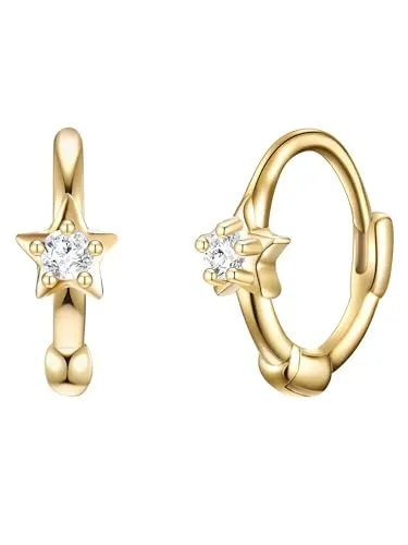 Glanzstücke München Damen Creolen - 925/- Sterling Silber gelbvergoldet - Ohrringe für Damen mit Klappverschluss für hohen Tragekomfort und funkelnden Zirkonia-Steinen, ideal für jeden Anlass.