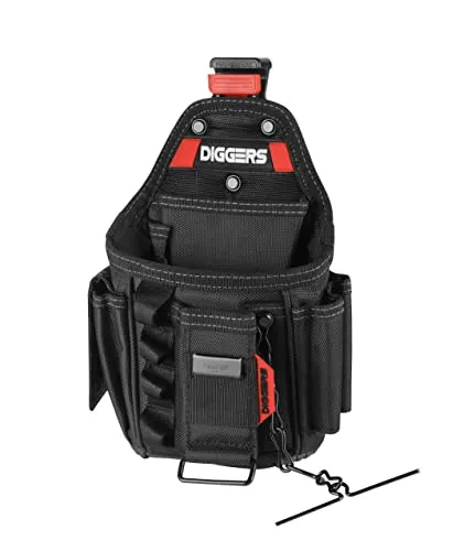 Diggers Tools - Elektriker Werkzeugtasche - [ Profi Quick Klik System ] Flexibel Kombinierbare Werkzeugtasche Gürtel - Hochwertige Gürteltasche Werkzeug für Elektriker, Dachdecker & Zimmerer