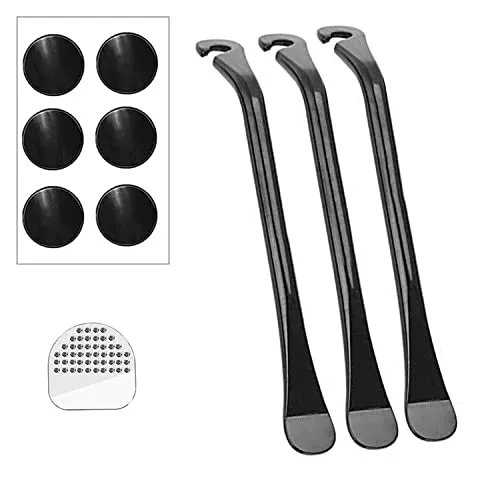 XPOOP Fahrrad Reifenheber Set, Fahrradreifen Reparatur Werkzeug, Premium Fahrrad Reifenheber, Fahrrad Montierhebel, Kohlenstoffstahl Reifen Hebel, Metall Reifenheber mit 6 Stück Reifen Flicken