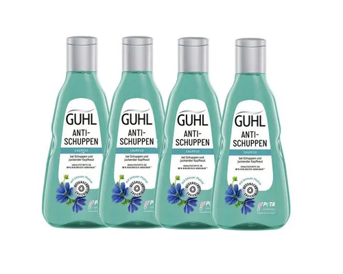 Guhl Anti Schuppenshampoo 4er Pack für trockene & fettige Kopfhaut - Shampoos & Spülungen, 4er Pack mit intensiv reinigender Formel, ideal zur Bekämpfung von Schuppen und für ein gesundes Kopfhautgefühl.