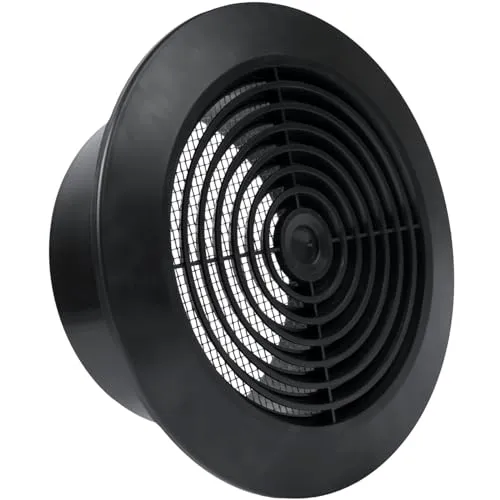 Vent Systems 100 mm Schwarz Zerlegbares Deckengitter – Rundes Lüftungsgitter aus Kunststoff – Grillabdeckung – Nylonsieb – HVAC-Lüftungsöffnungen für Badezimmer, Heimbüro, Küche