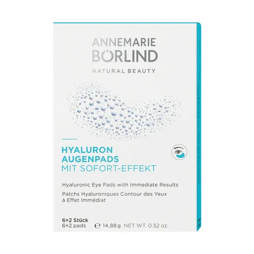 ANNEMARIE BÖRLIND HYALURON AUGENPADS - Sofort-Effekt Augenpads - Augenpads mit botanischer Hyaluronsäure für eine frische und wache Augenpartie. Feuchtigkeitsspendend und kühlend - die perfekte Soforthilfe für lange Tage und kurze Nächte.
