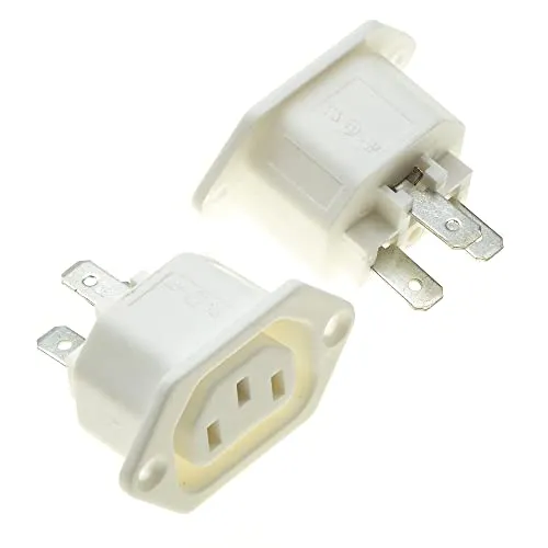 IEC-Einbaubuchse mit Flanschbefestigung - Weiß, 2 Stück - AC 250V 10A 320 C13-Buchse mit 3 Pins, Eingang, Modul, Stecker, Gerade